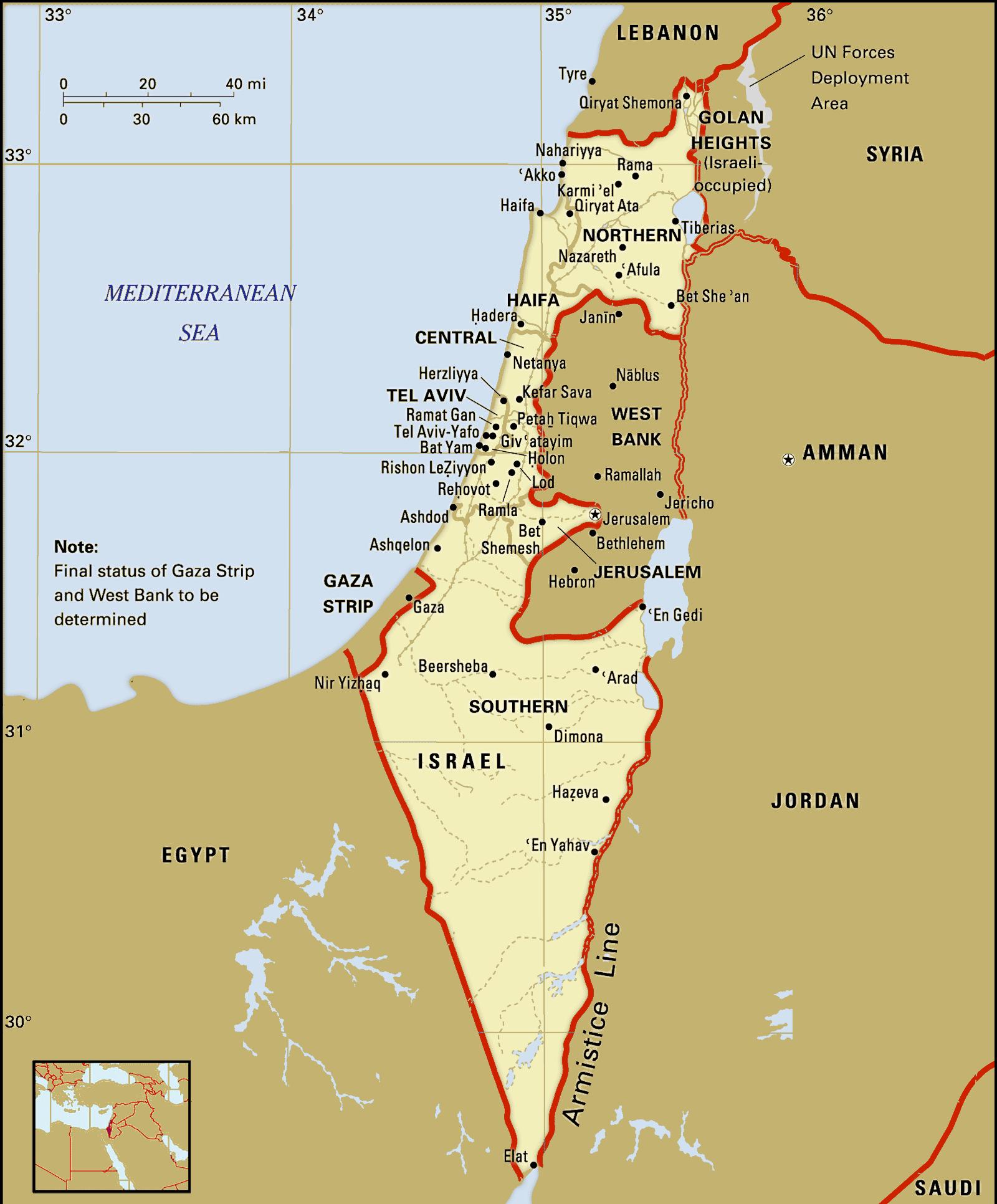 Israel Political Map 