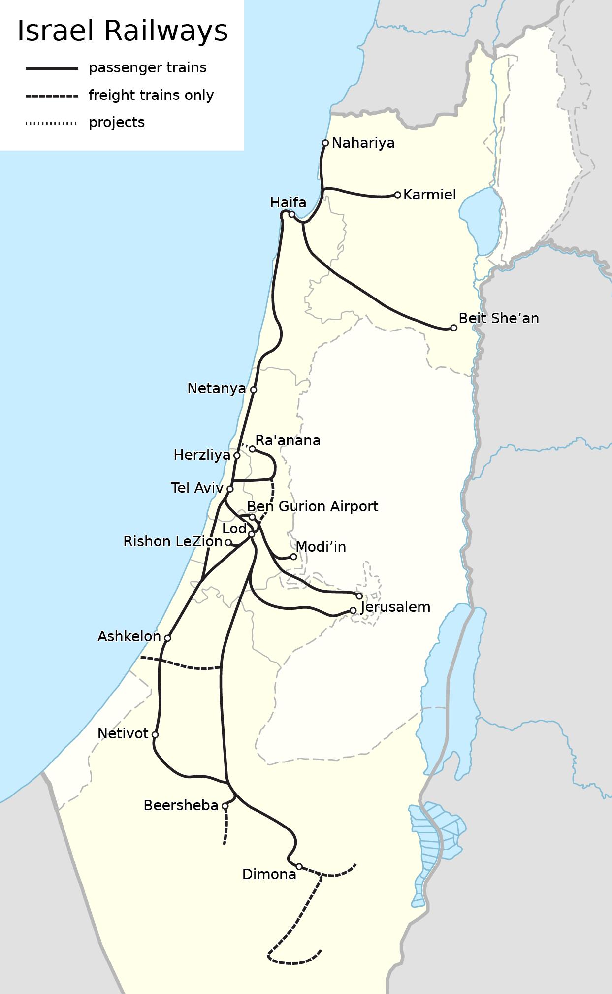 Israel Train Route Map