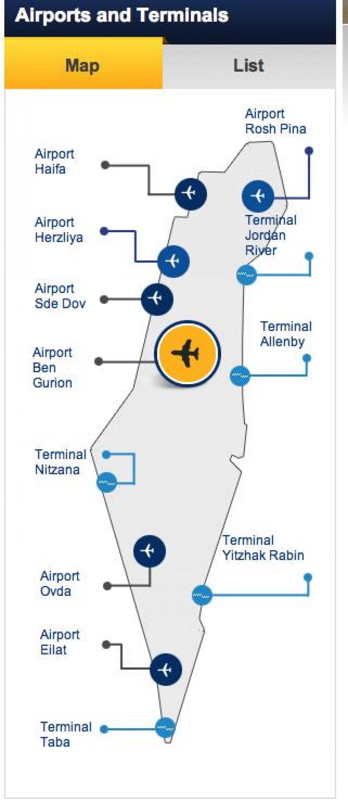 Map of Israel airports