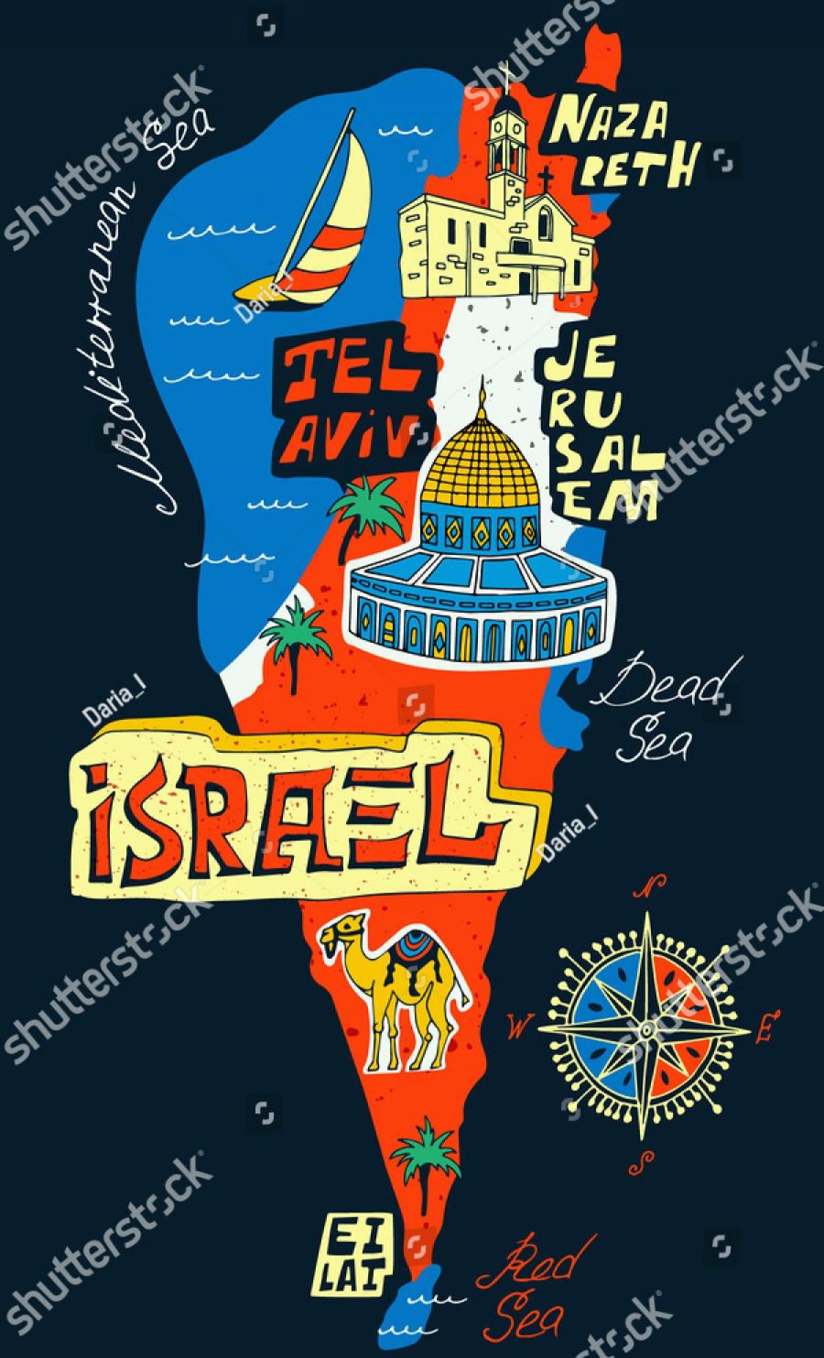 Israel tourist attractions map