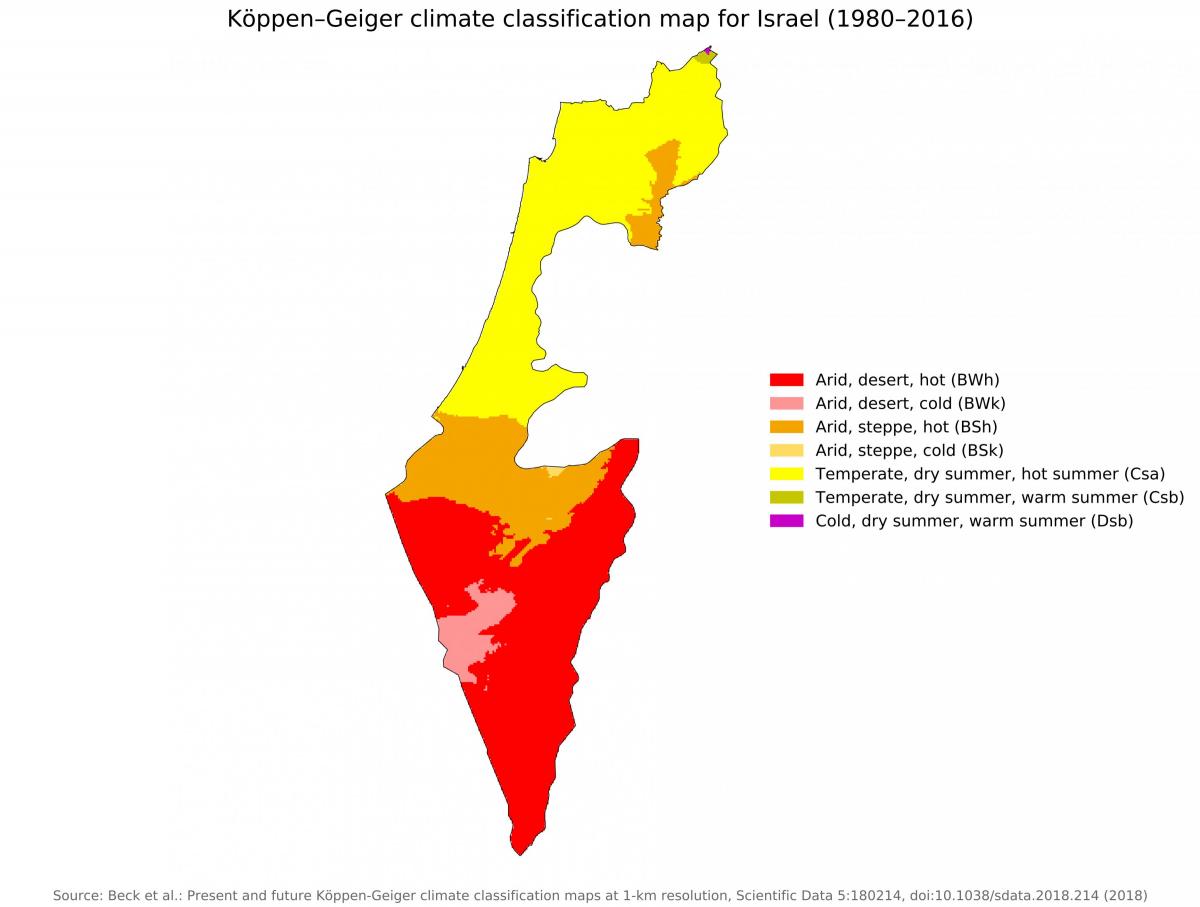 Israel temperature map