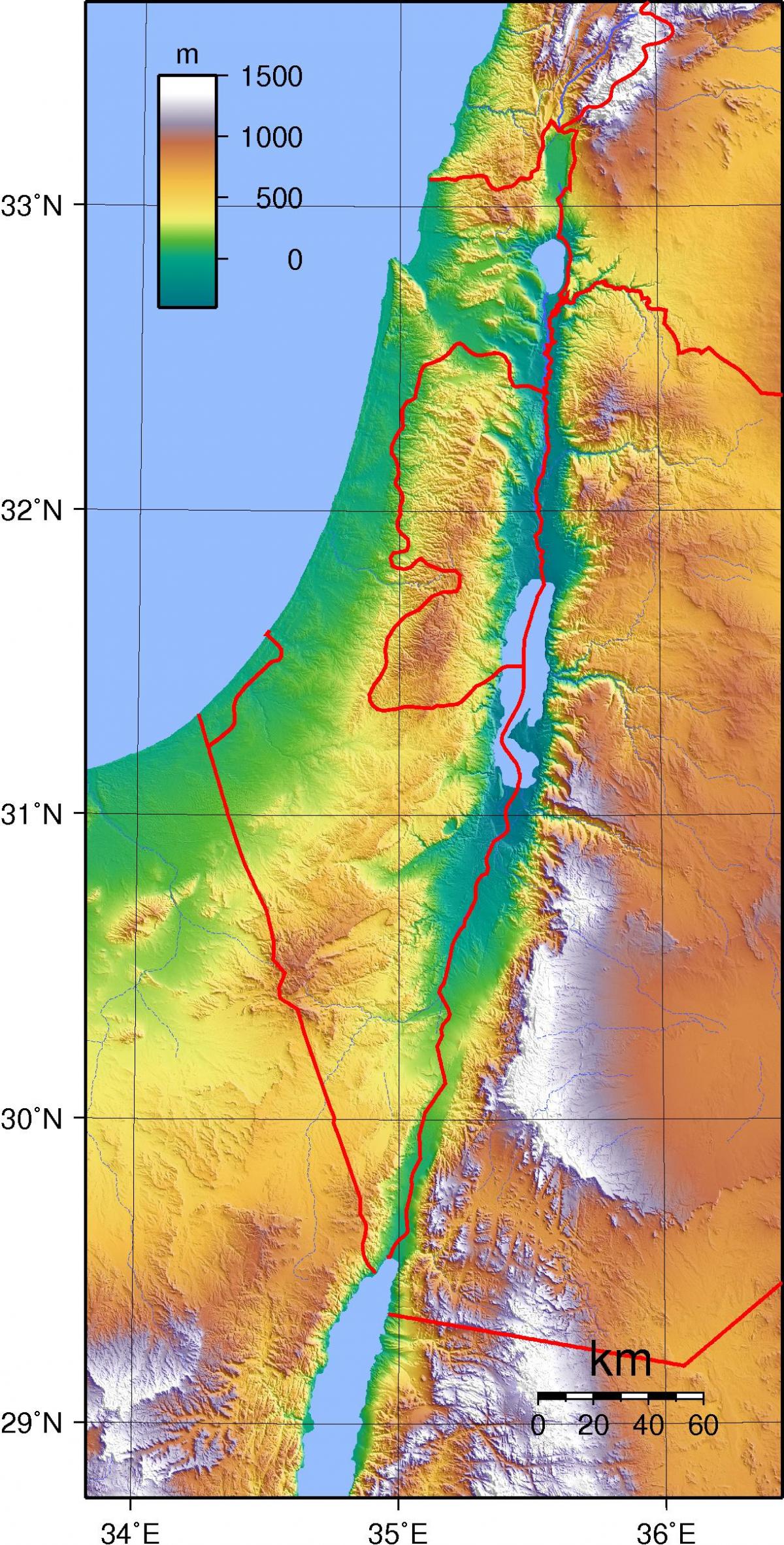 Israel altitude map