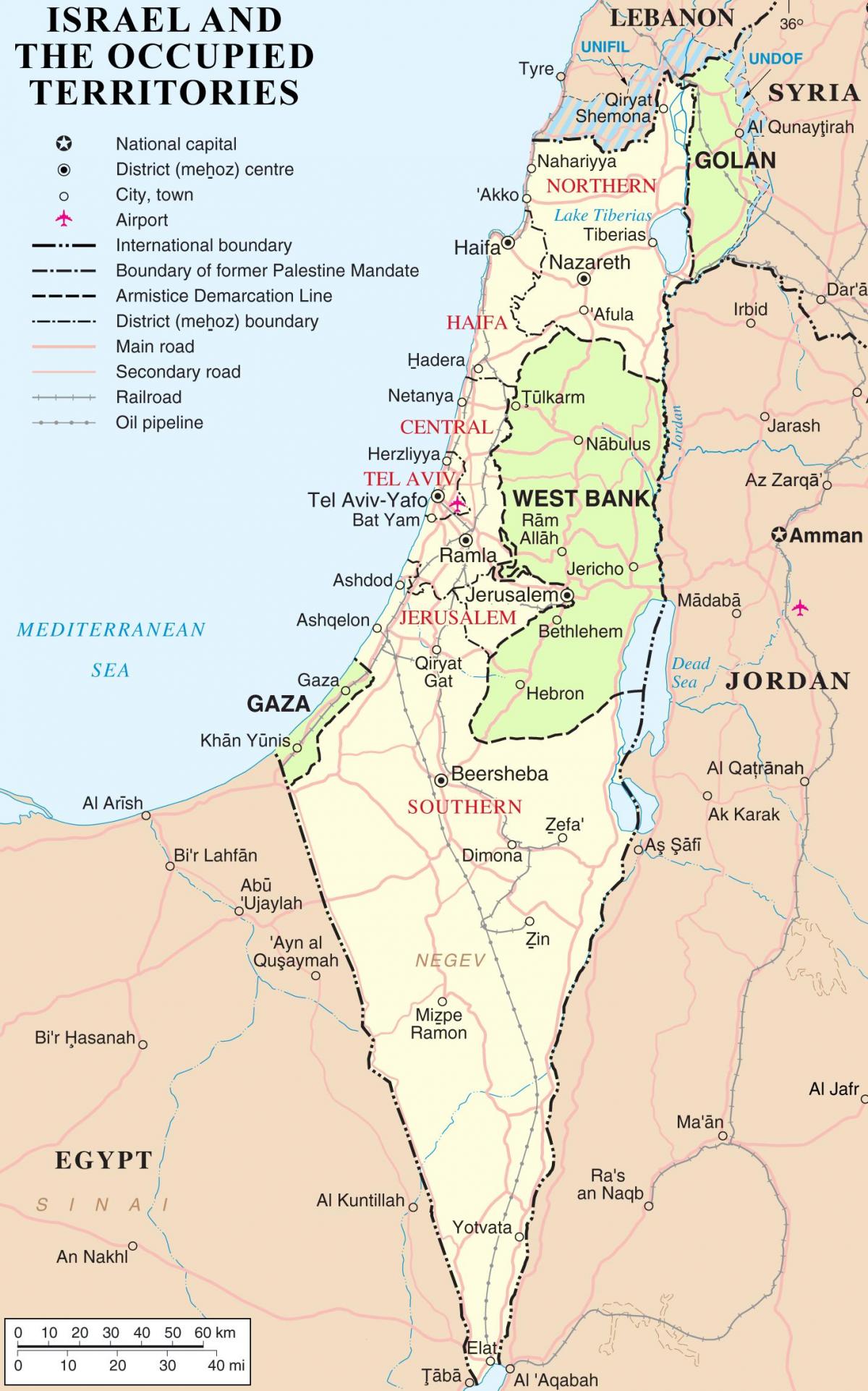 Map of the country Israel