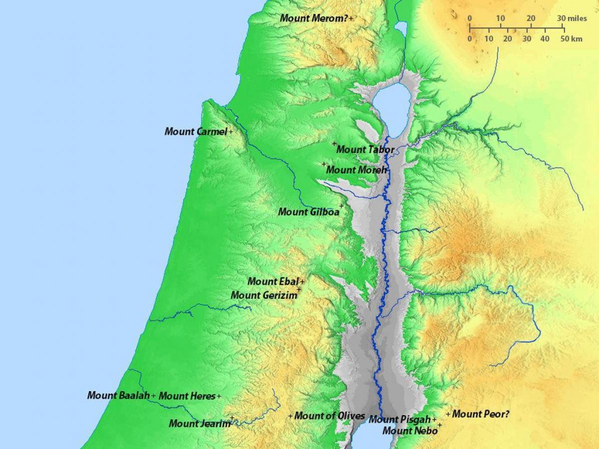 Mountains in Israel map