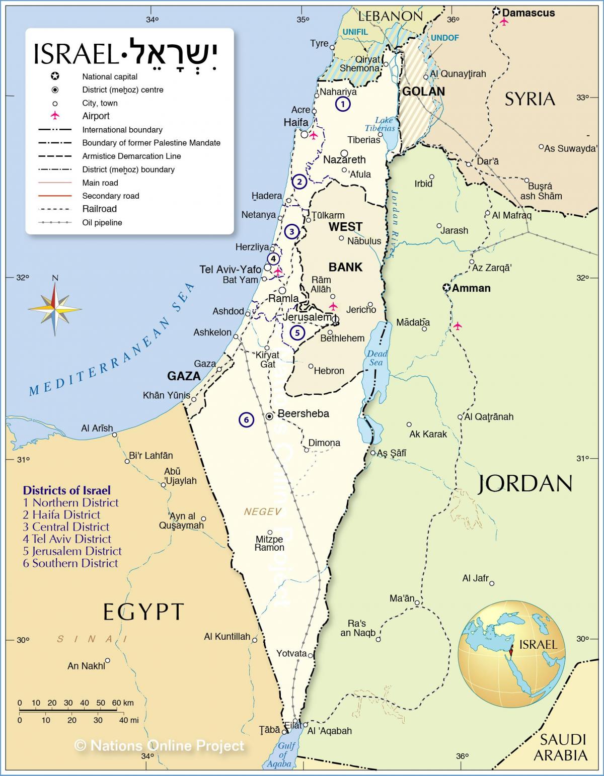 Israel on a map