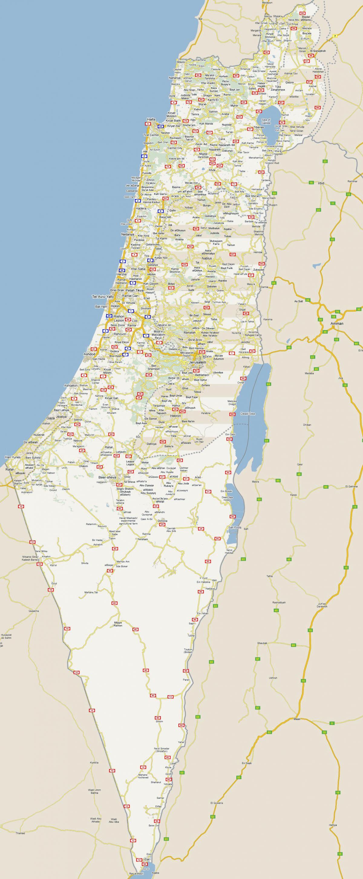 Driving map of Israel